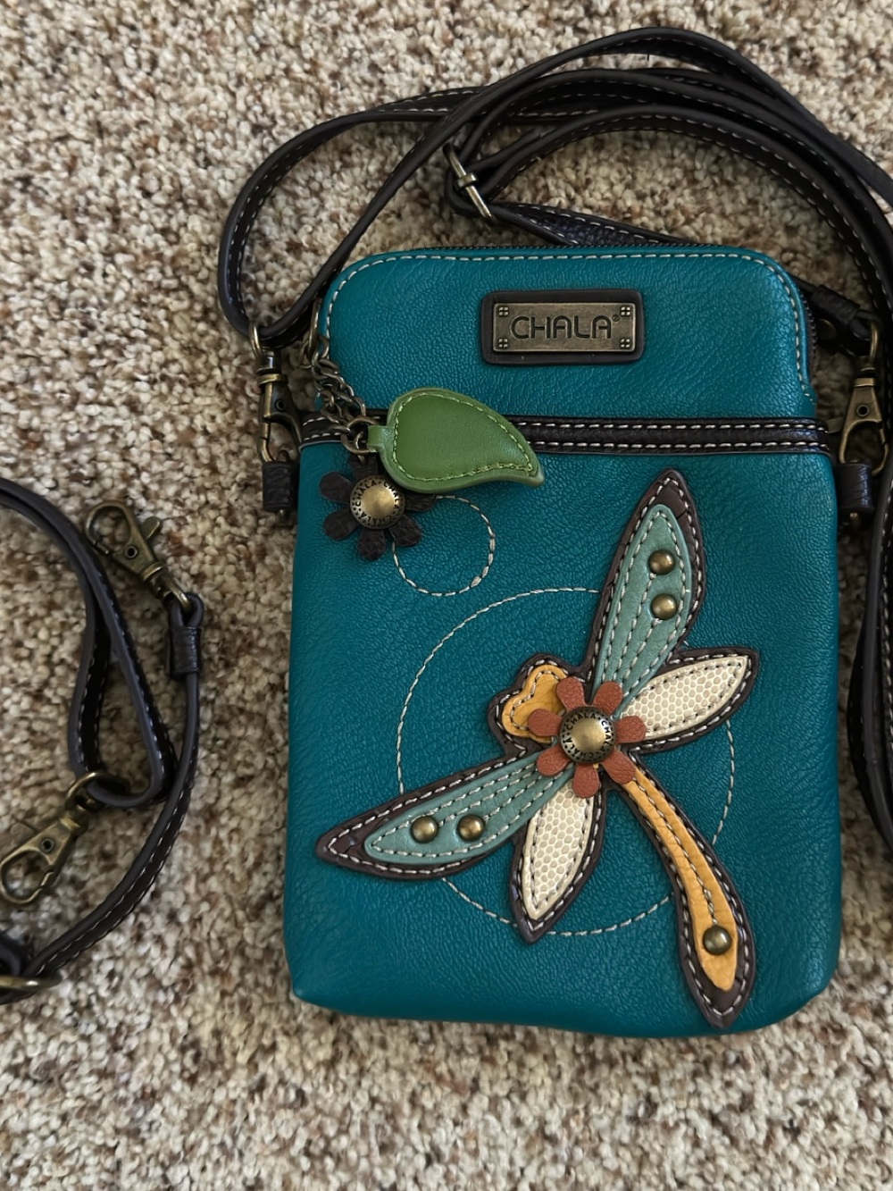 Chala Teal Dragonfly Crossbody purse